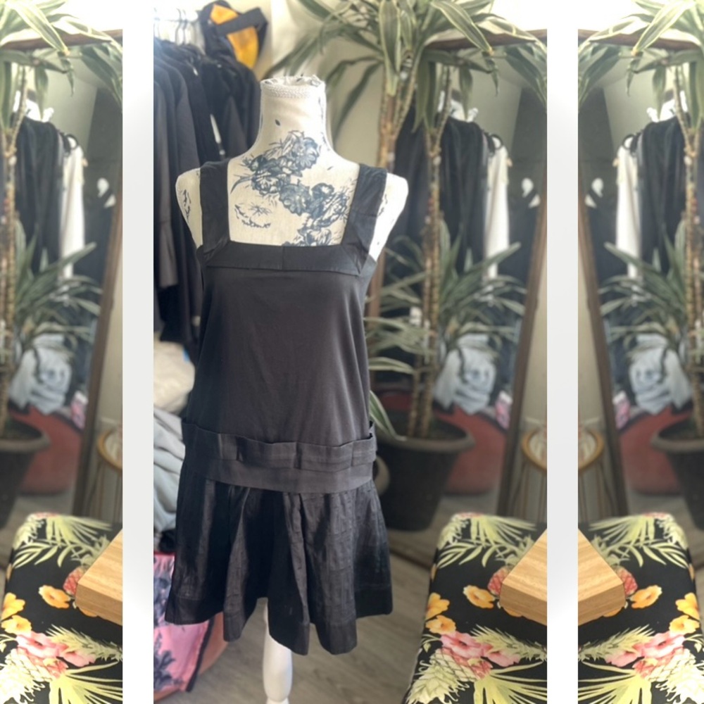 SEE BY CHLOE | XS / 2 | Square Neck Drop Waist Cotton Ruffle Mini Strap Dress